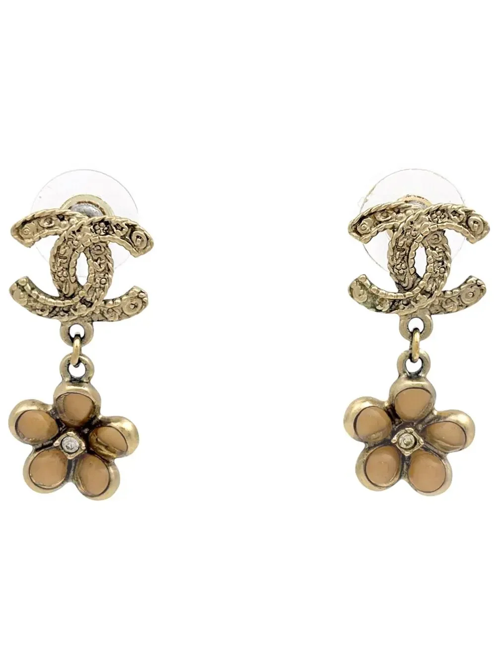 Chanel Cc Logo Flower Earrings Metal #327554C72B